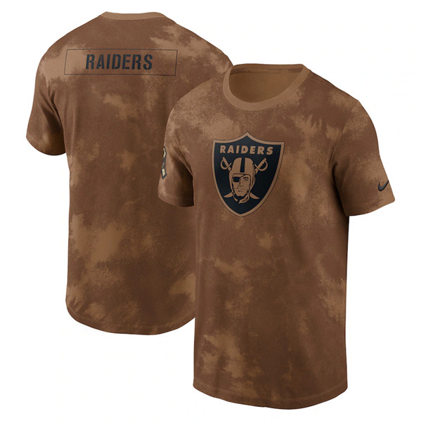 Men's Las Vegas Raiders 2023 Brown Salute To Service Sideline T-Shirt - Click Image to Close